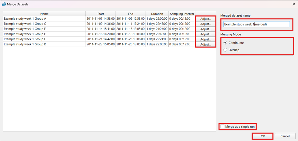 Figure: Merge Datasets dialog