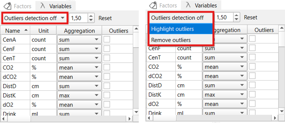 Figure: Outlier detection mode